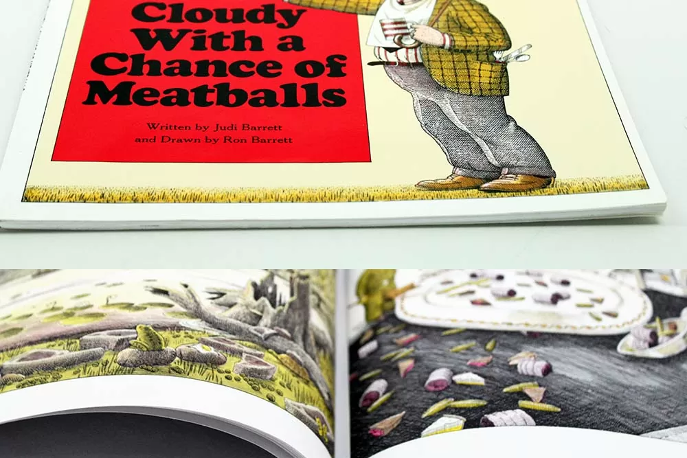 Design a softcover children's book, Cloudy With A Chance of Meatballs Softcover Children's Book Example and Specifications Based on Industry Standards