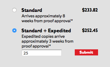 Shipping Expedited and Standard Option on our Calculator