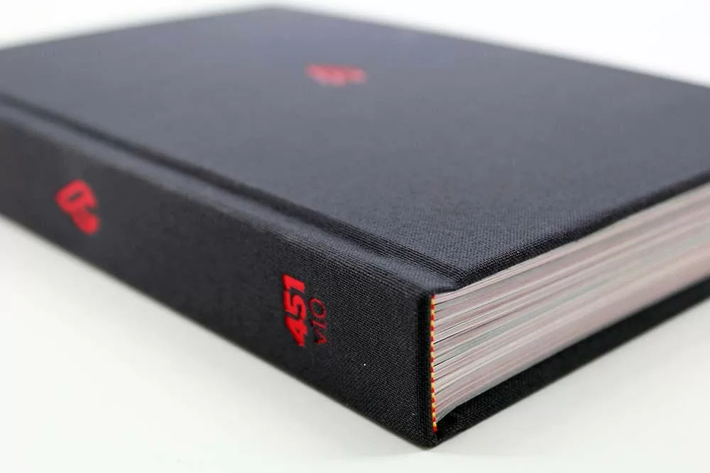 Grey Cloth Bound Book with Red Hot Foil Stamping
