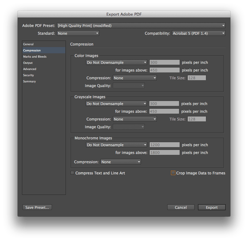 Adobe InDesign Book Print File Setup ppi