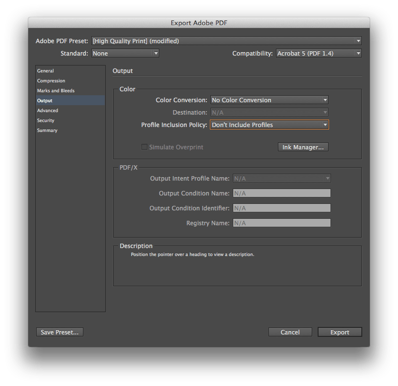 Adobe InDesign Book Print File Setup Profiles