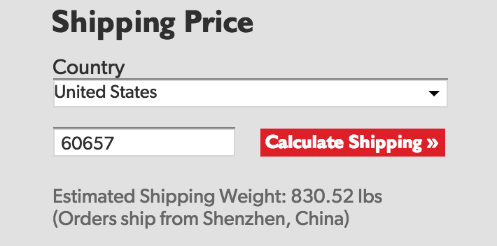 Shipping Weight as Seen on our Calculator