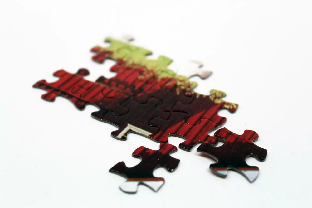 Design a jigsaw puzzle, interlocking-puzzle-pieces