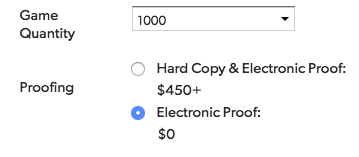 Poker Card Quantity Proofing Selection