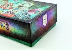 Box that can hold cards, boards, and a variety of components.